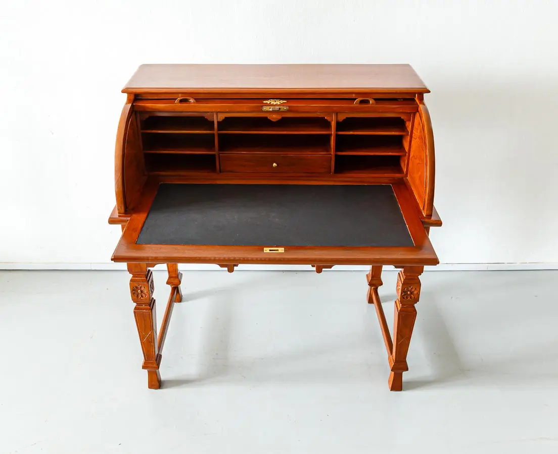 Antique Desks - British Colonial Teakwood Cylinder Desk - The Past Perfect Collection - Singapore
