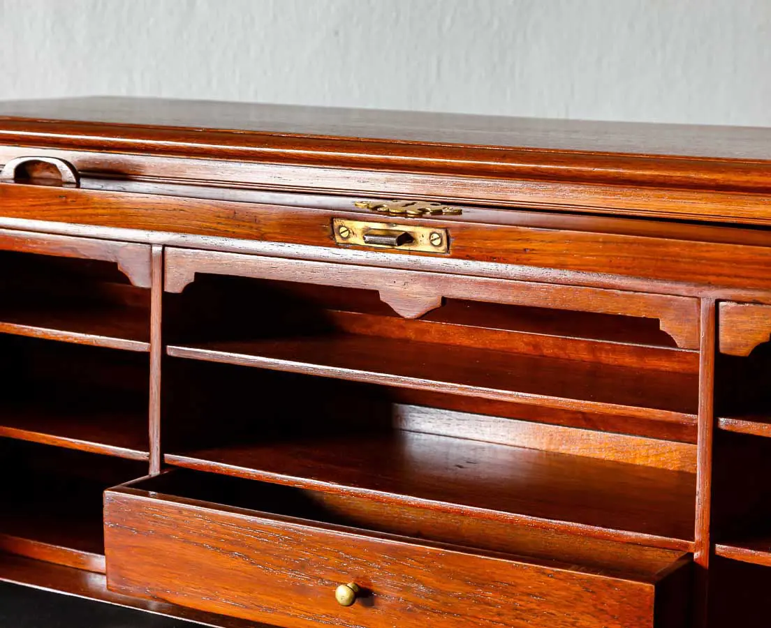 Antique Desks - British Colonial Teakwood Cylinder Desk - The Past Perfect Collection - Singapore
