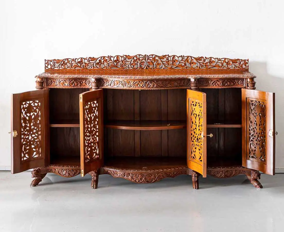 Antique Sideboard carved with Serpentine Front - The Past Perfect Collection - Singapore