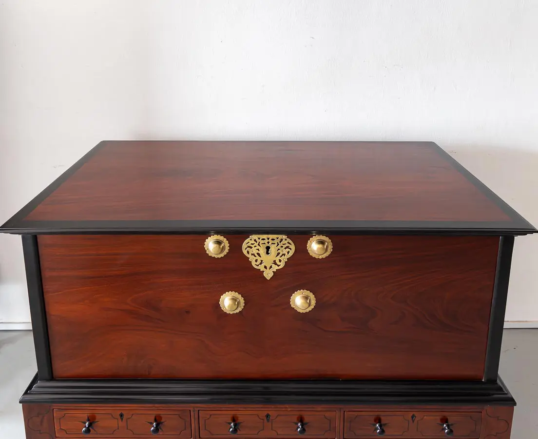 Dutch Colonial Mahogany & Ebony Chest on Stand - The Past Perfect Collection - Singapore