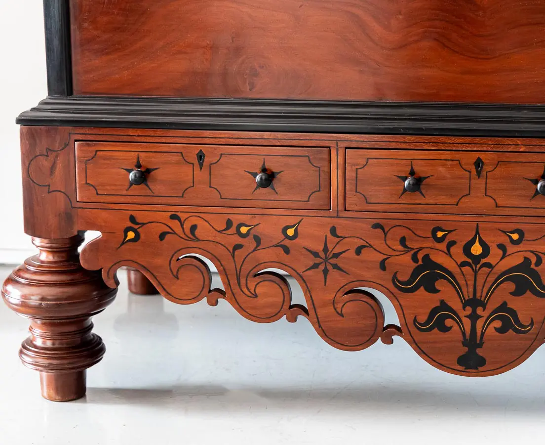 Dutch Colonial Mahogany & Ebony Chest on Stand - The Past Perfect Collection - Singapore