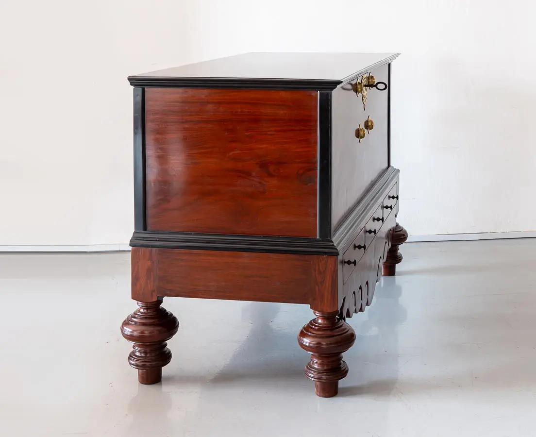 Dutch Colonial Mahogany & Ebony Chest on Stand - The Past Perfect Collection - Singapore
