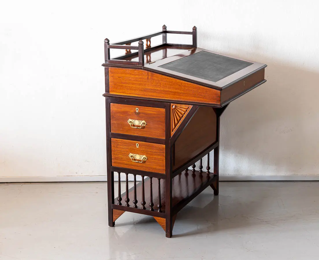 Antique Desks - Art Deco Teakwood Davenport Desk - The Past Perfect Collection - Singapore