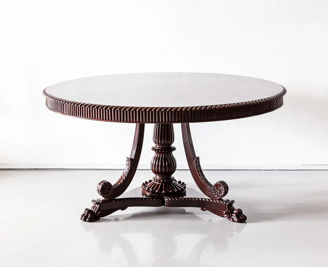 Antique Dining Tables - British Colonial Rosewood Round Dining Table - The Past Perfect Collection - Singapore