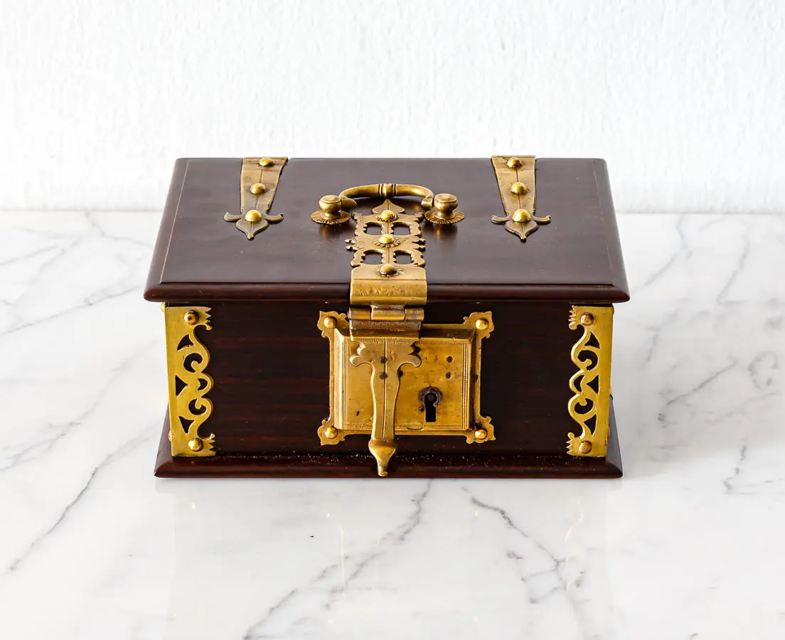 Antique Boxes - British Colonial Rosewood Cash Box - The Past Perfect Collection - Singapore