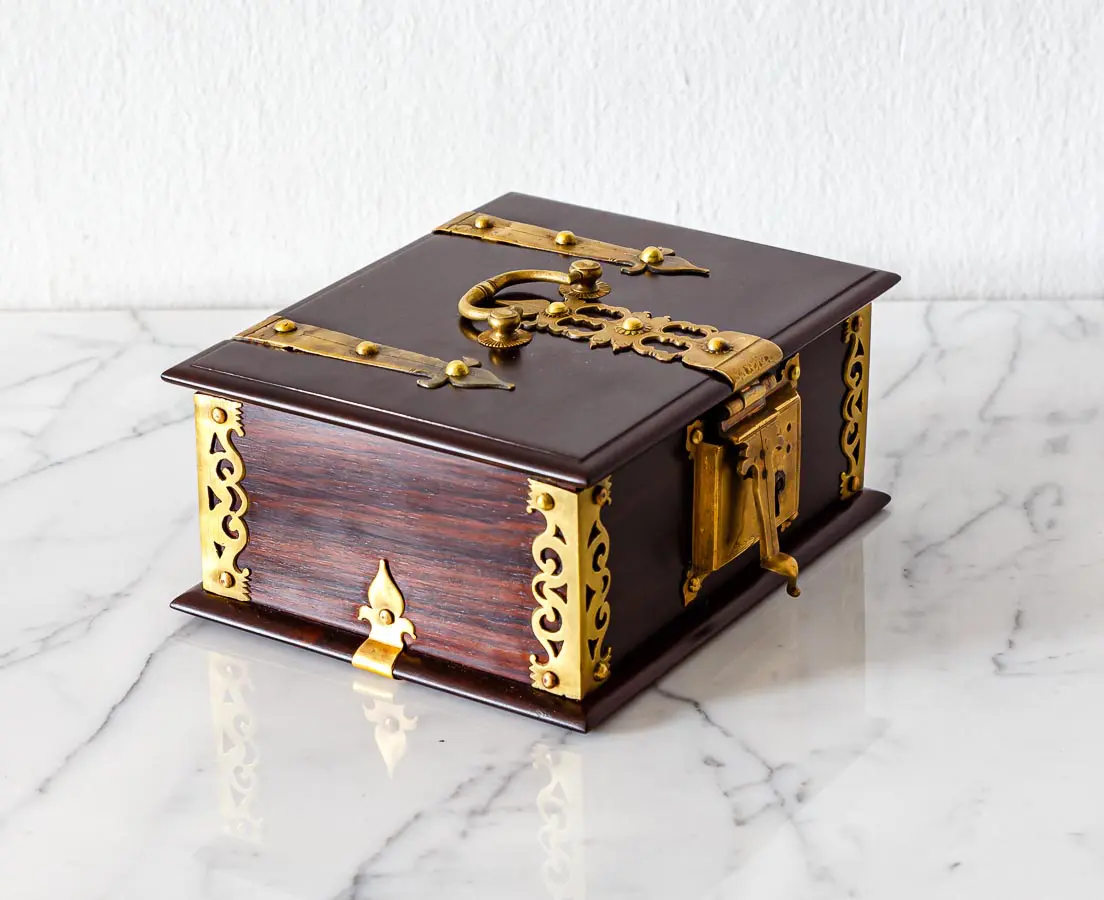 Antique Boxes - British Colonial Rosewood Cash Box - The Past Perfect Collection - Singapore