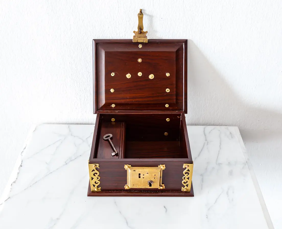 Antique Boxes - British Colonial Rosewood Cash Box - The Past Perfect Collection - Singapore