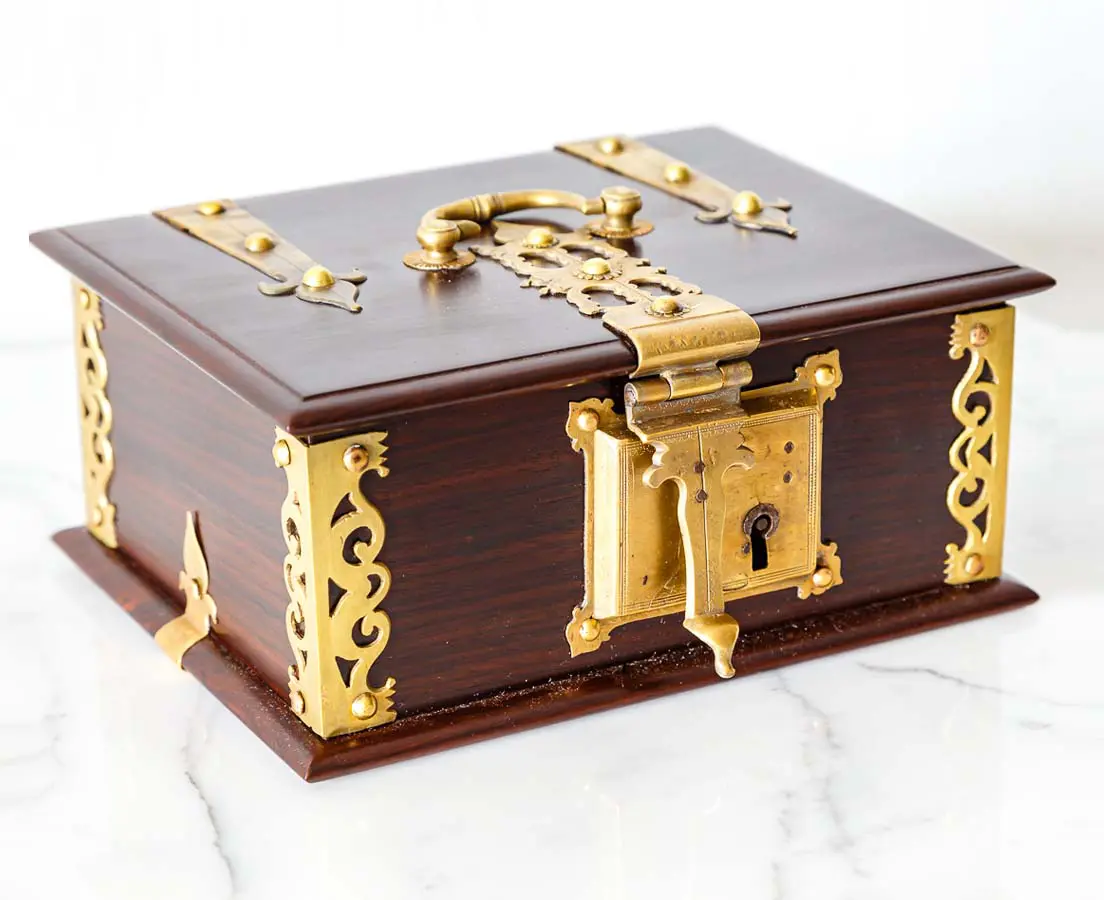 Antique Boxes - British Colonial Rosewood Cash Box - The Past Perfect Collection - Singapore