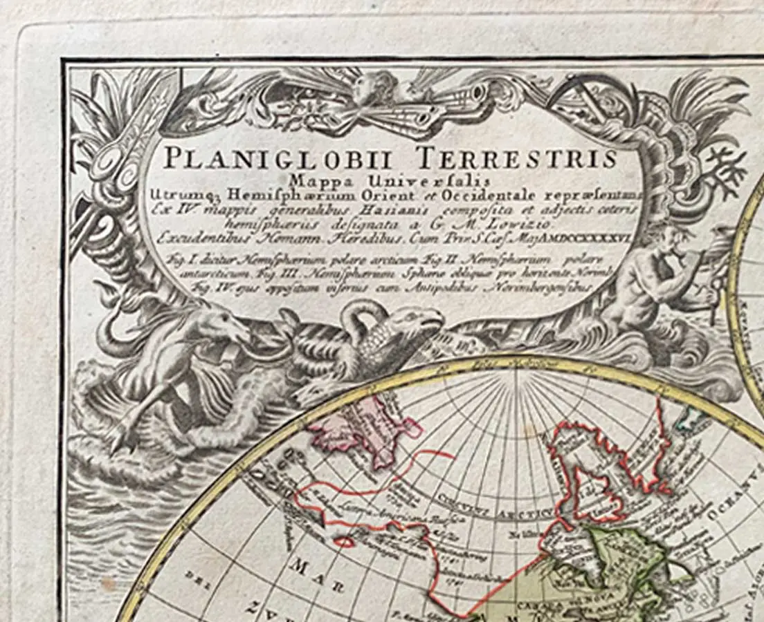 Antique Map - Mappe Monde 1746 Homann Heirs - The Past Perfect Collection Singapore