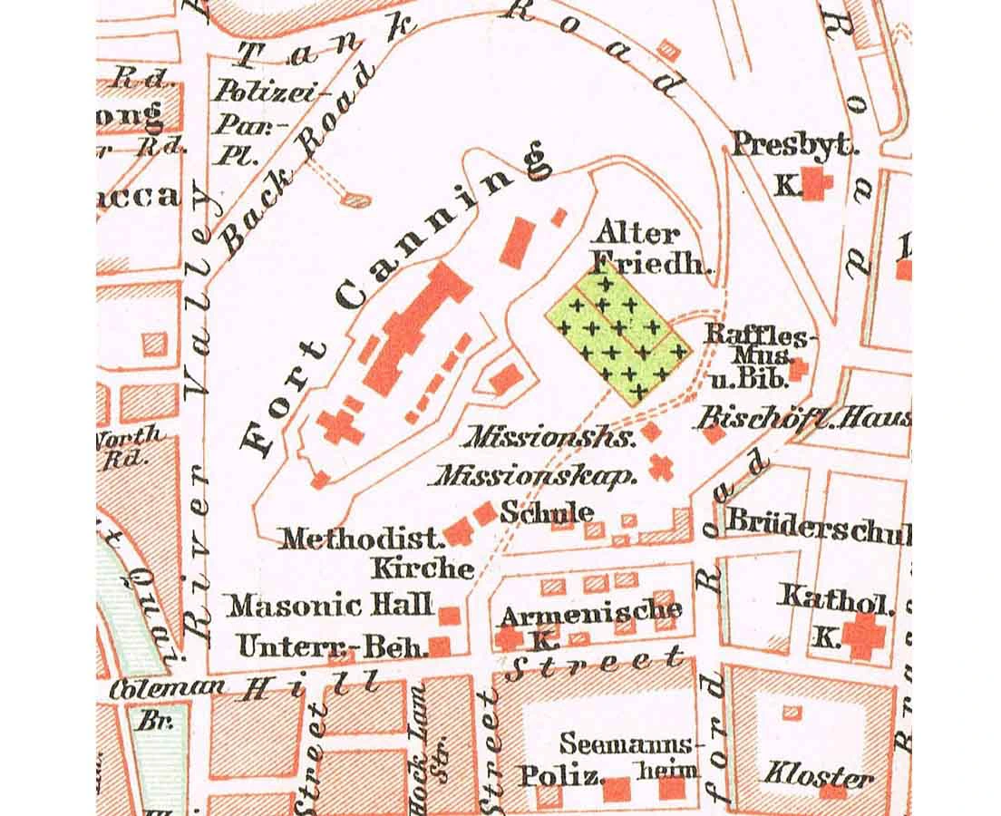 MAP-001 4L Singapur Cityplan - Brockhaus 1895 l The Past Perfect Collection l Singapore