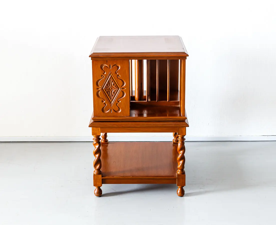 British Colonial Small Teakwood Revolving Bookcase - The Past Perfect Collection - Singapore