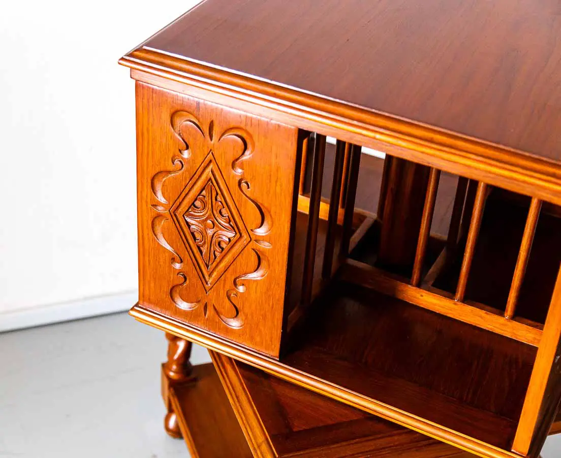 British Colonial Small Teakwood Revolving Bookcase - The Past Perfect Collection - Singapore