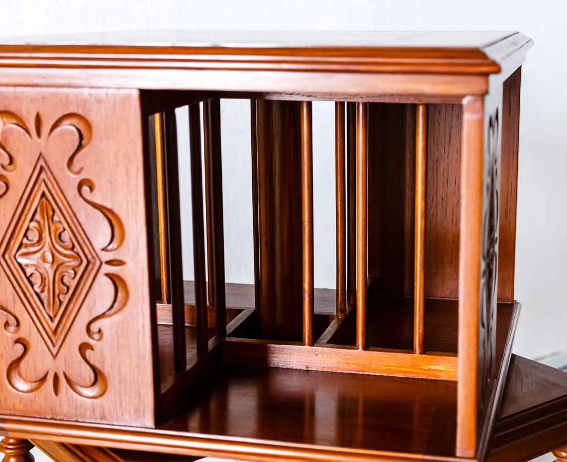 British Colonial Small Teakwood Revolving Bookcase - The Past Perfect Collection - Singapore