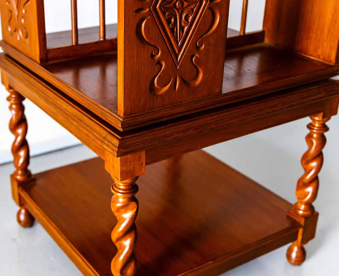 British Colonial Small Teakwood Revolving Bookcase - The Past Perfect Collection - Singapore
