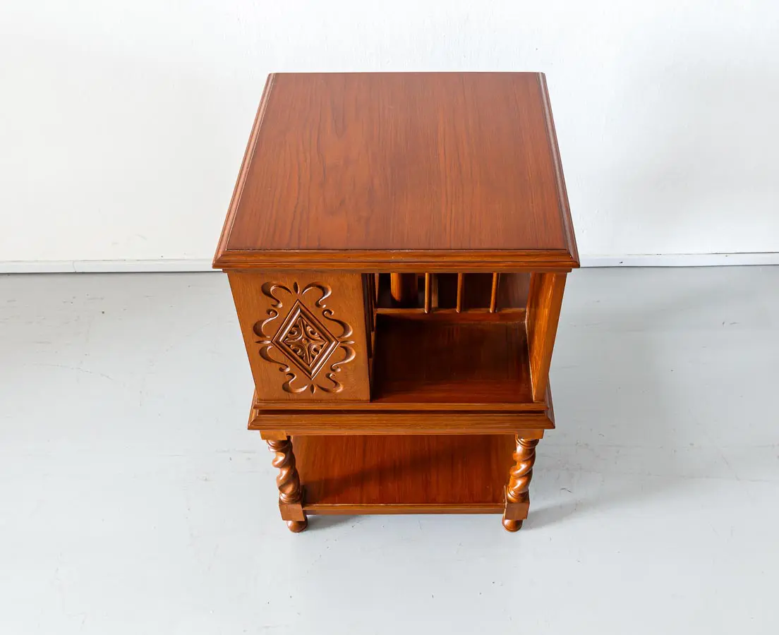 British Colonial Small Teakwood Revolving Bookcase - The Past Perfect Collection - Singapore