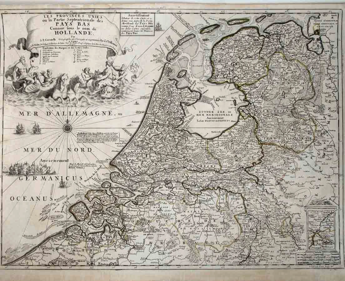 MAP-010 1L Antique Map Les Provinces Unies des Pays Bas - Coronelli 1690 l The Past Perfect Collection l Singapore