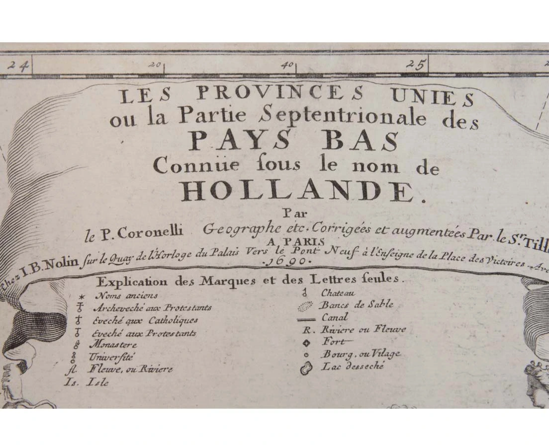 MAP-010 5L Antique Map Les Provinces Unies des Pays Bas - Coronelli 1690 l The Past Perfect Collection l Singapore