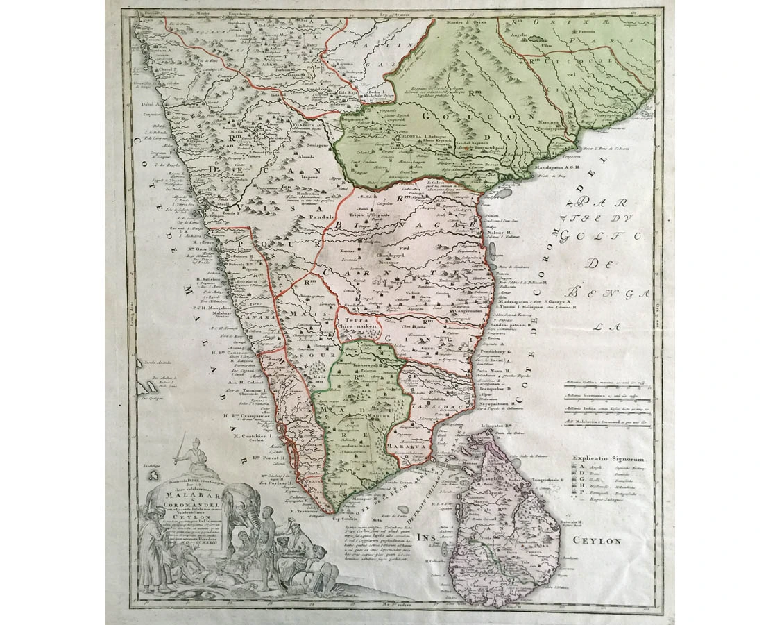 MAP-099 1L Antique Map India & Ceylon Homann Heirs l The Past Perfect Collection l Singapore