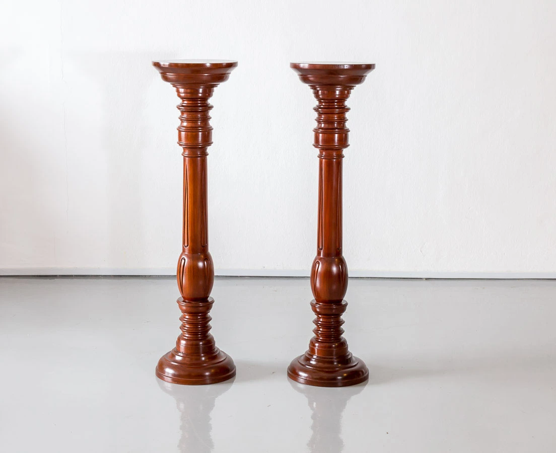 VAR-144 1L Pair of British Colonial Mahogany Pillars l The Past Perfect Collection l Singapore