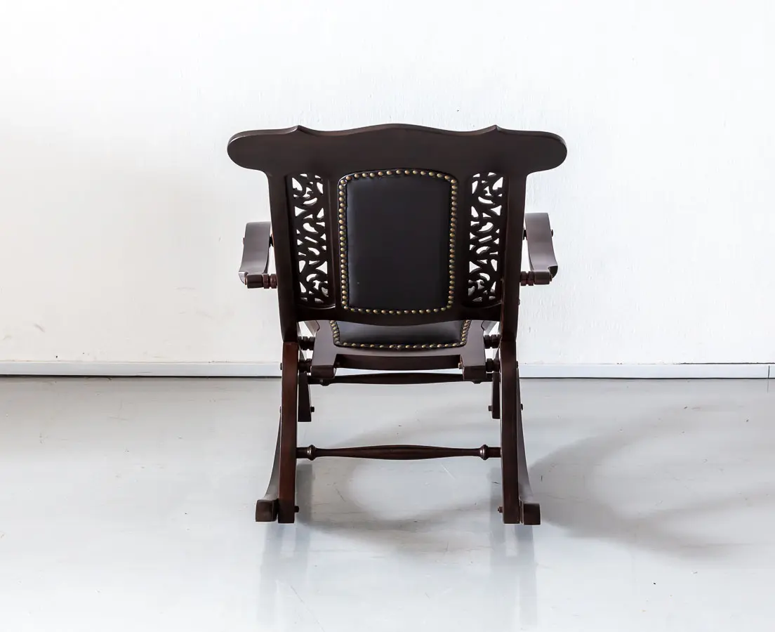 Antique Chairs - British Colonial Rosewood Foldable Rocking Chair - The Past Perfect Collection - Singapore - CHA-288 10L