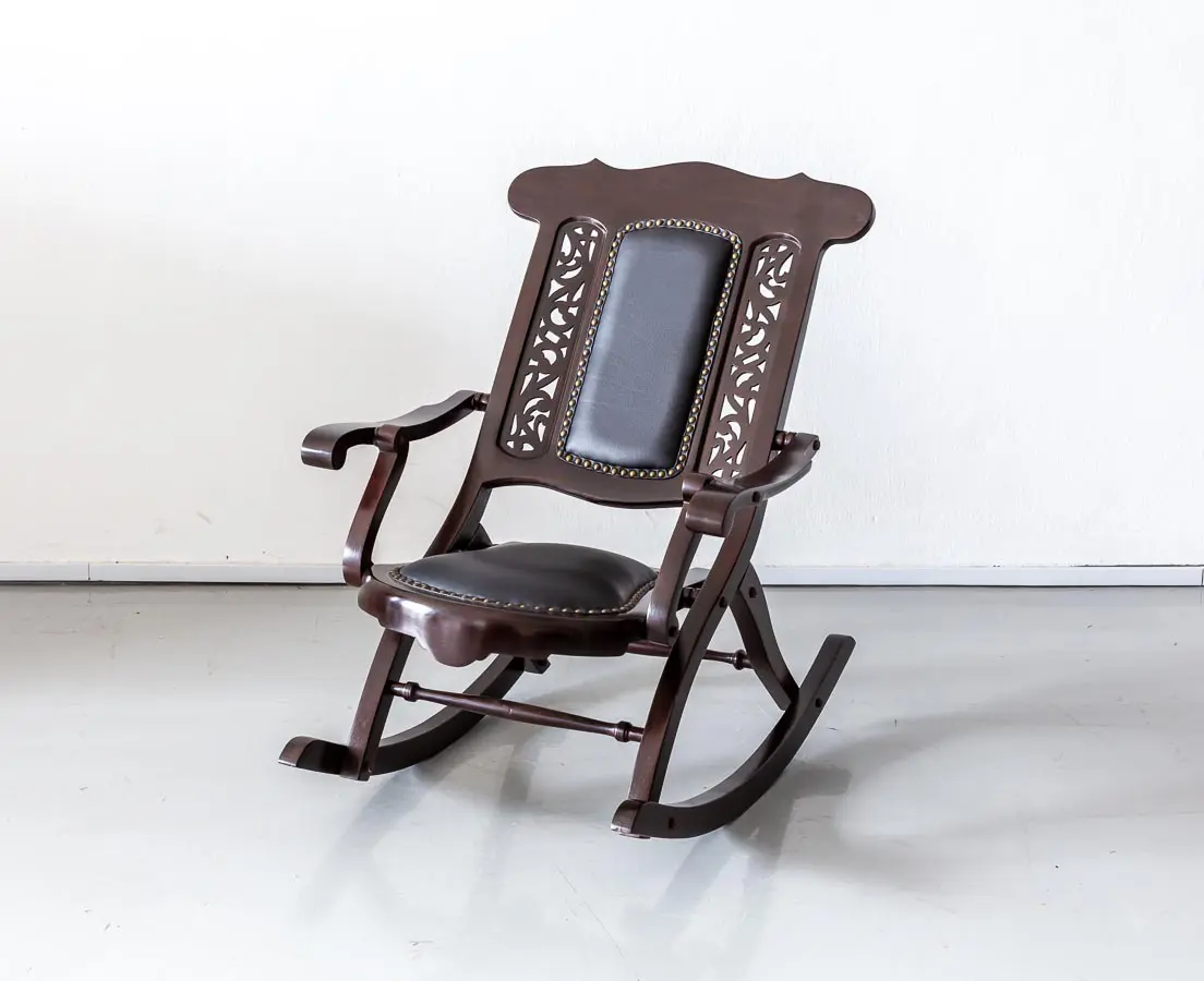 Antique Chairs - British Colonial Rosewood Foldable Rocking Chair - The Past Perfect Collection - Singapore - CHA-288 1L