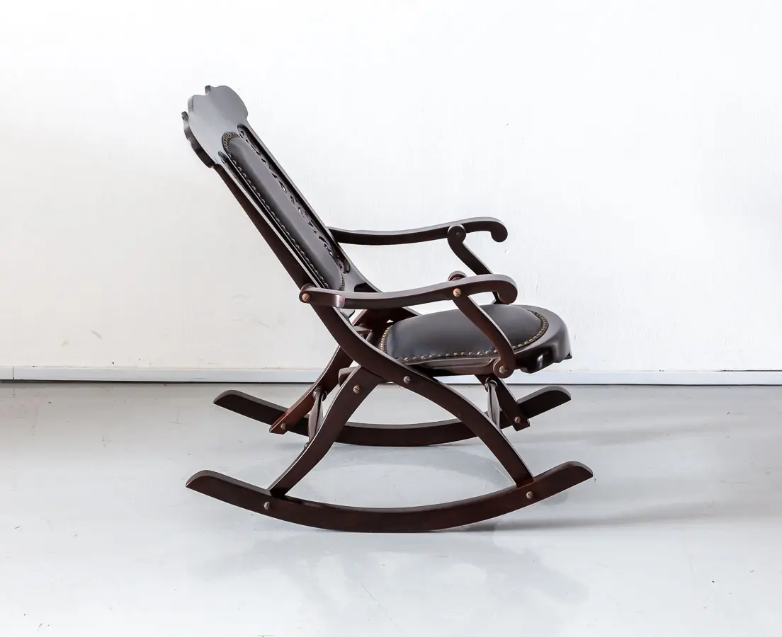 Antique Chairs - British Colonial Rosewood Foldable Rocking Chair - The Past Perfect Collection - Singapore - CHA-288 3L