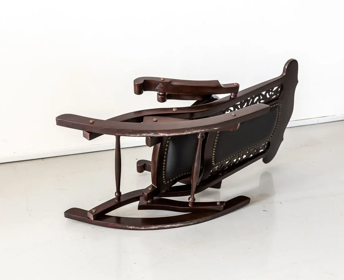 Antique Chairs - British Colonial Rosewood Foldable Rocking Chair - The Past Perfect Collection - Singapore - CHA-288 4L