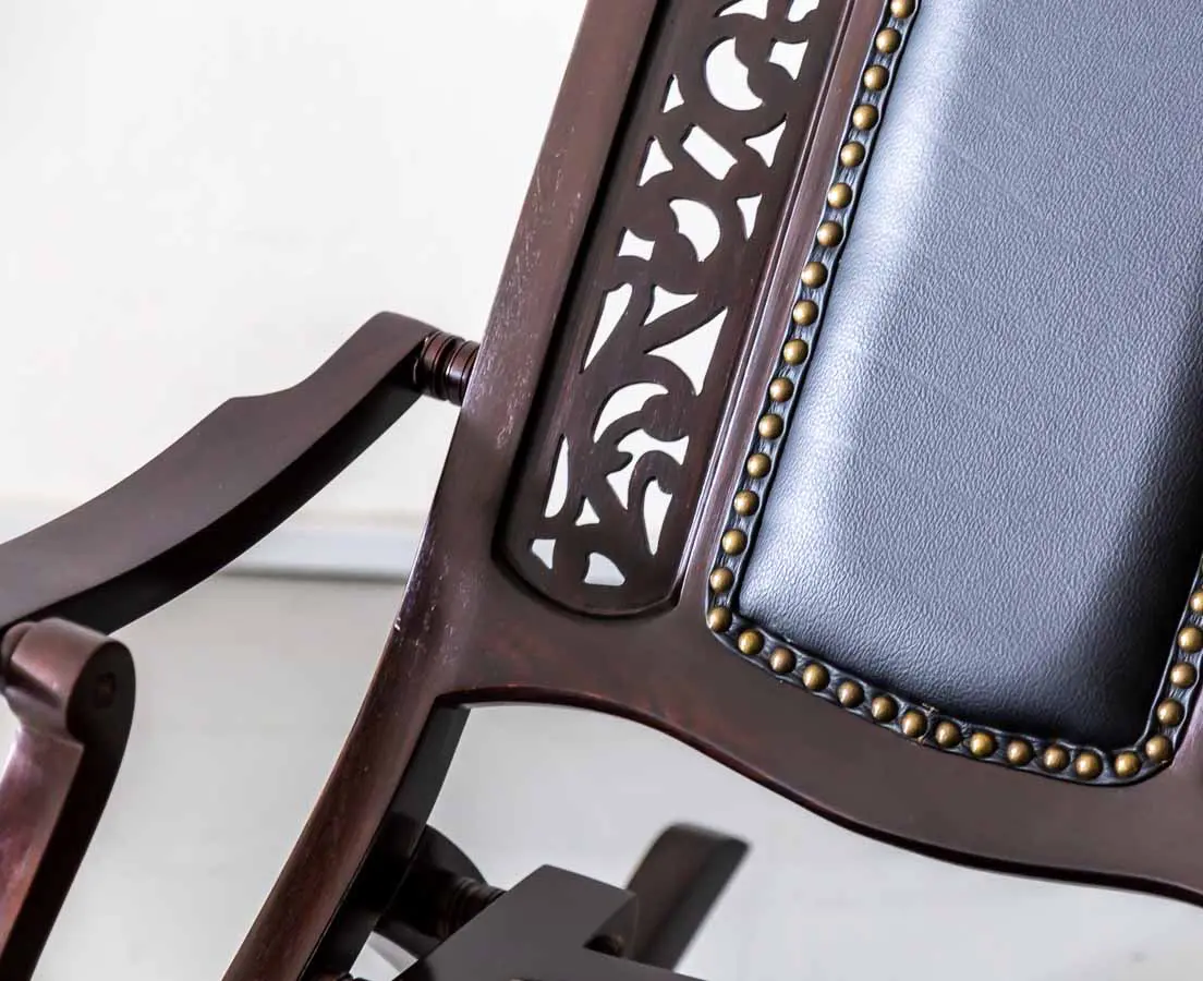 Antique Chairs - British Colonial Rosewood Foldable Rocking Chair - The Past Perfect Collection - Singapore - CHA-288 6L