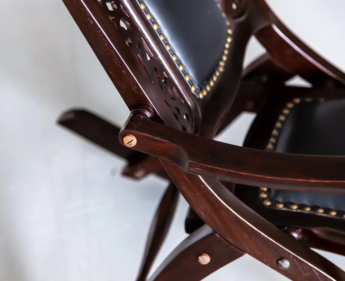 Antique Chairs - British Colonial Rosewood Foldable Rocking Chair - The Past Perfect Collection - Singapore - CHA-288 8L