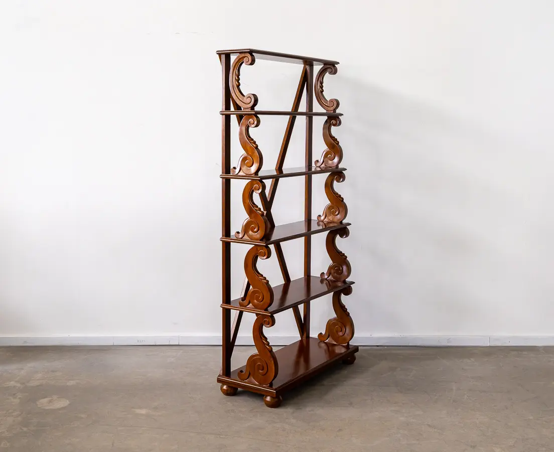 Teakwood Waterfall Bookcases Pair