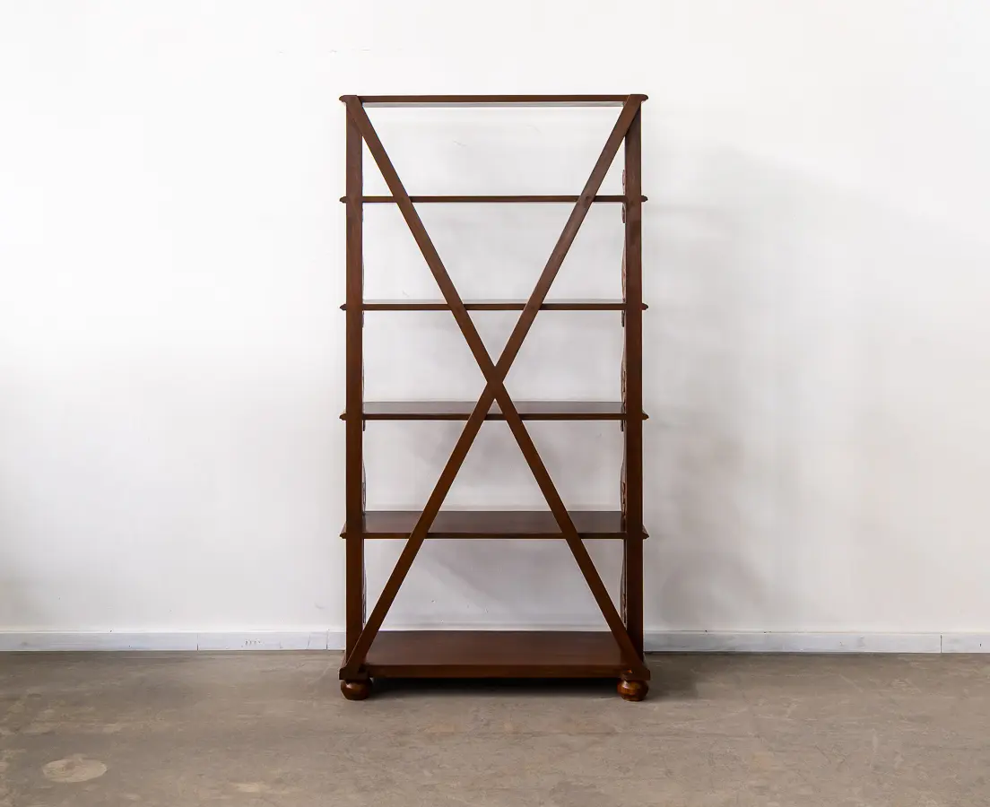 Teakwood Waterfall Bookcases Pair