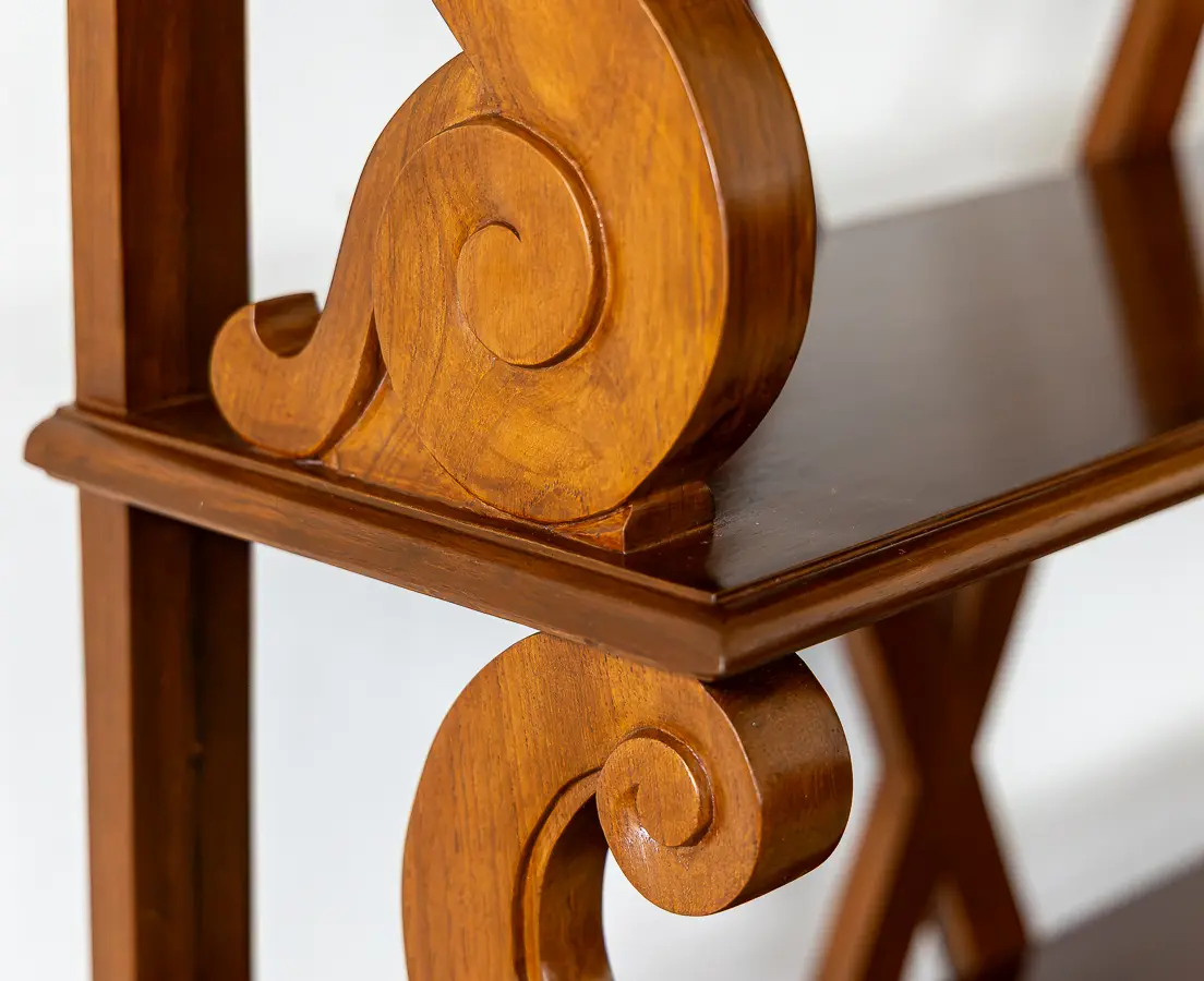 Teakwood Waterfall Bookcases Pair
