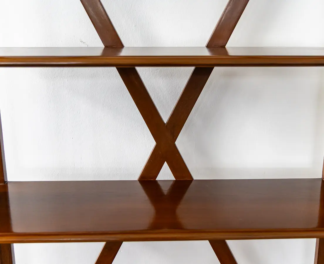Teakwood Waterfall Bookcases Pair