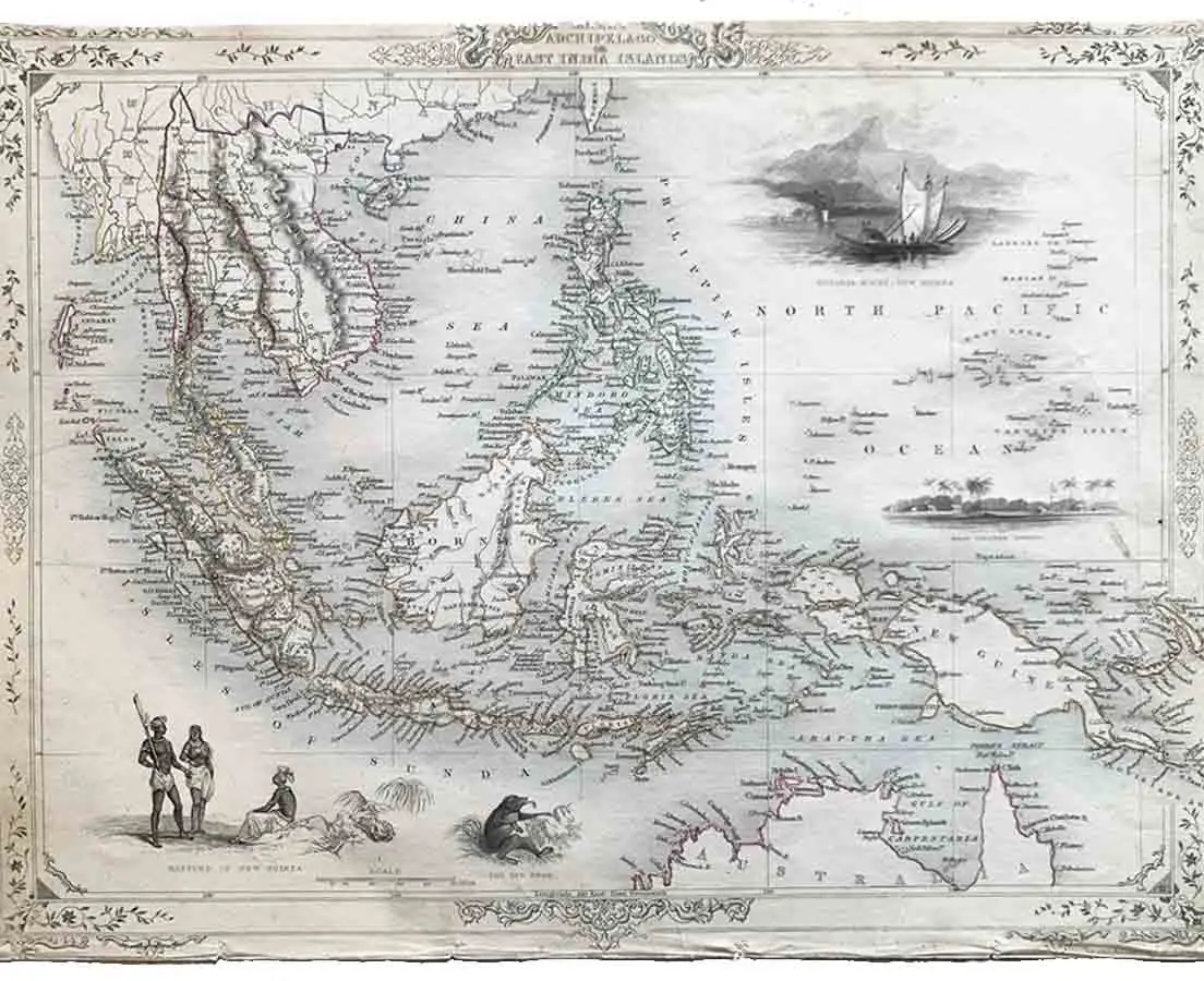 Antique Map - East India Islands - Steel Engraving - Tallis Rapkin 1851
