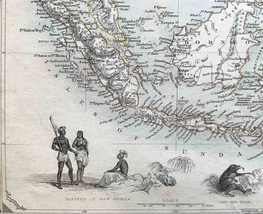 Antique Map - East India Islands - Steel Engraving - Tallis Rapkin 1851