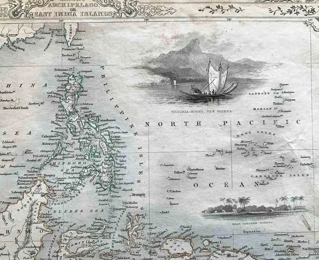 Antique Map - East India Islands - Steel Engraving - Tallis Rapkin 1851