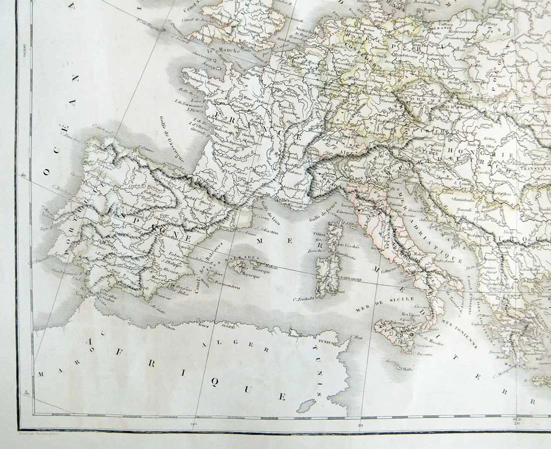 MAP-052 6L Antique Map European Continent - Delamarche- 1838 l The Past Perfect Collection l Singapore