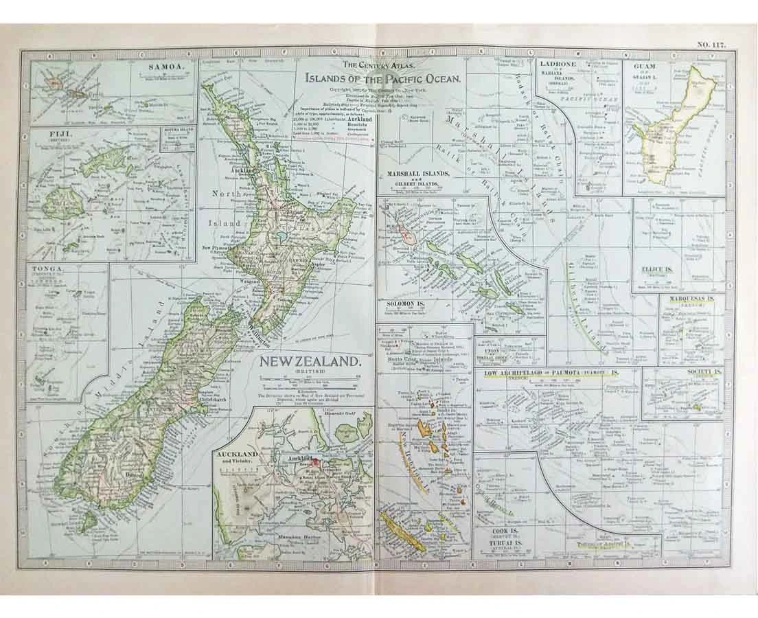 MAP-059 1L Antique map New Zealand with Islands of the Pacific Ocean l The Past Perfect Collection l Singapore