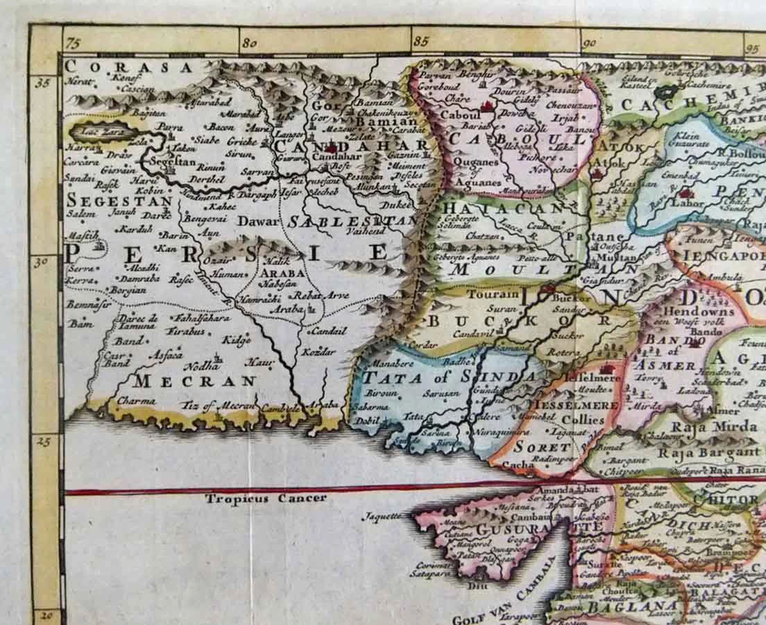 MAP-066 Antique Map 2L -Nieuwe kaart van t keyzerryk van den grooten Mogol Isaac Tirion 1730 l The Past Perfect Collection l Singapore
