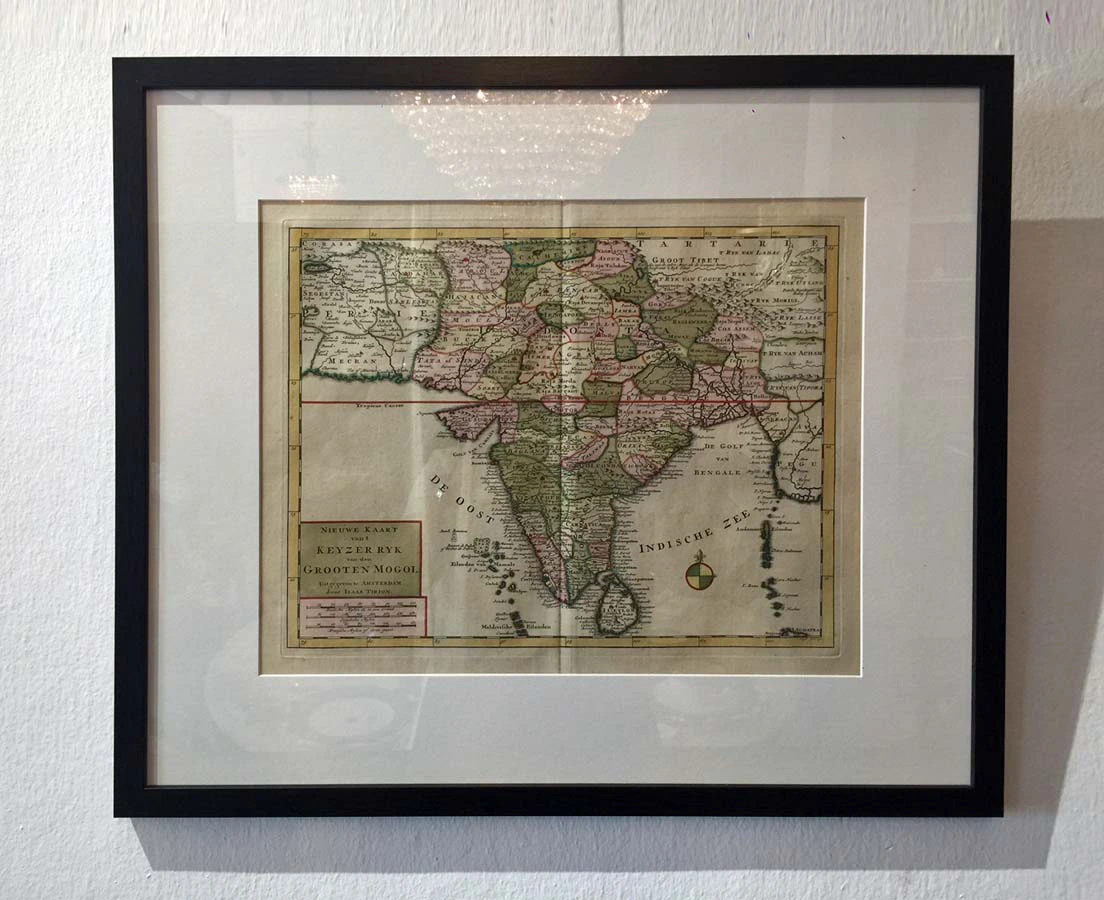 MAP-066 Antique Map 7L -Nieuwe kaart van t keyzerryk van den grooten Mogol Isaac Tirion 1730 l The Past Perfect Collection l Singapore