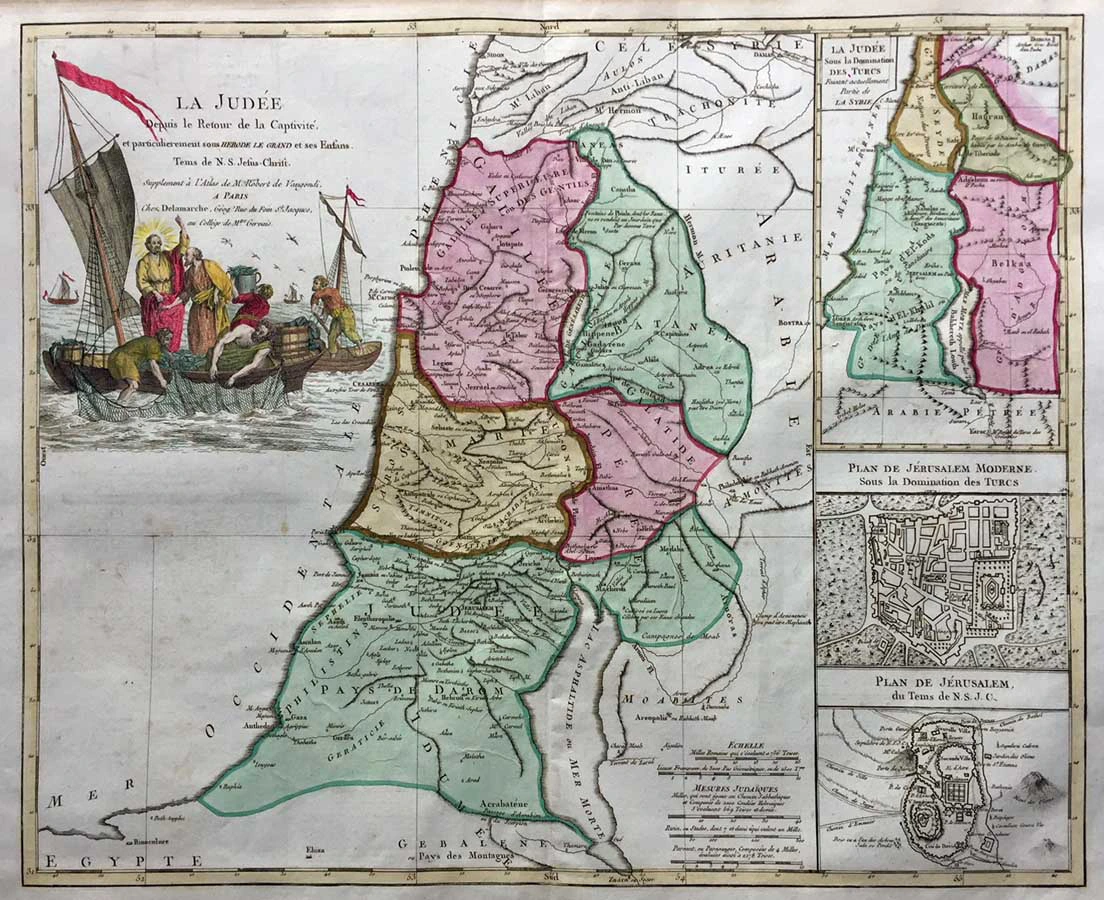 MAP-105 1L Israel, Palestine or Holy Land - Delamarche - Copper Engraving - 1760-1790 l The Past Perfect Collection l Singapore