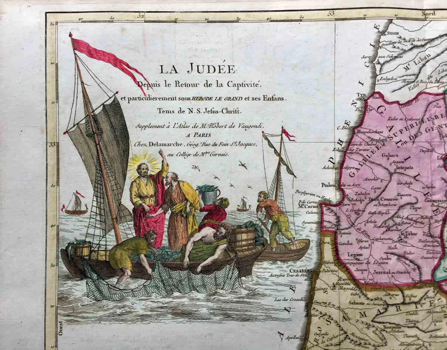 MAP-105 2L Israel, Palestine or Holy Land - Delamarche - Copper Engraving - 1760-1790 l The Past Perfect Collection l Singapore
