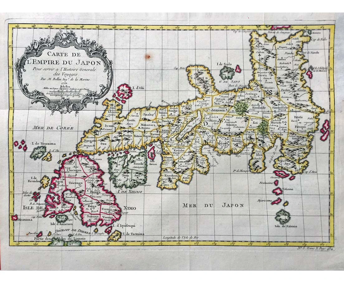 MAP-106 1L Antique Map Japan - Bellin - 1752 l The Past Perfect Collection l Singapore