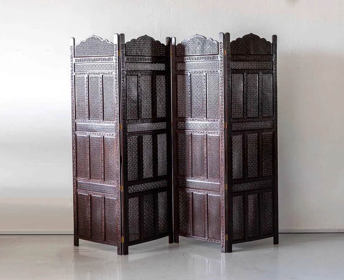 Rosewood Hand Carved Folding Screen - The Past Perfect Collecton Singapore