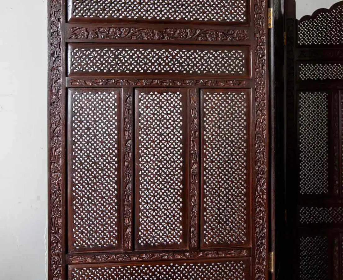 Rosewood Hand Carved Folding Screen - The Past Perfect Collecton Singapore