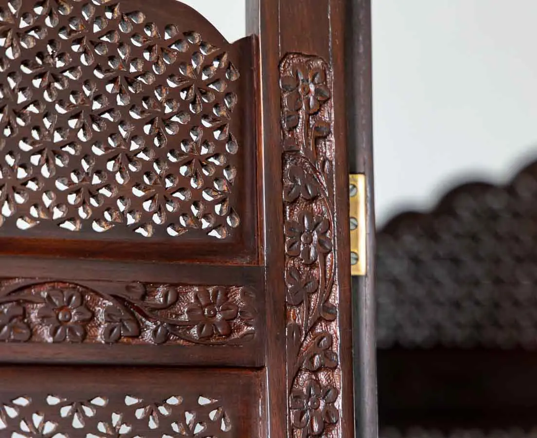 Rosewood Hand Carved Folding Screen - The Past Perfect Collecton Singapore