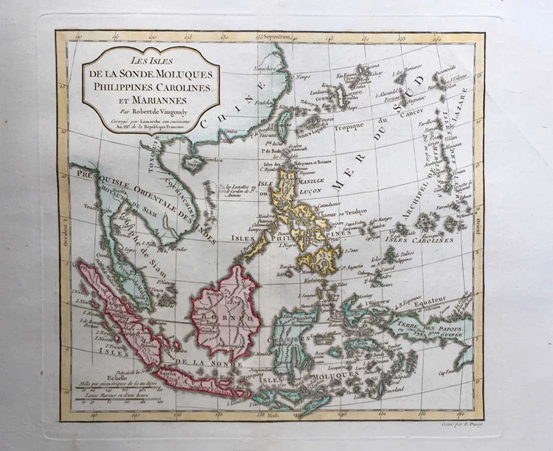 MAP-112 1L Antique Map South East Asia - Copper Engraving -Delamarche 1804 l The Past Perfect Collection l Singapore