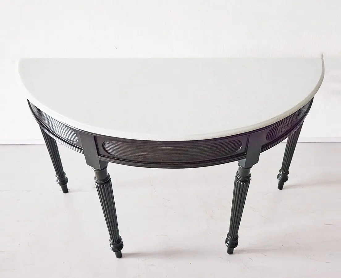 Antique Half Moon Table with Marble Top - The Past Perfect Collection - Singapore