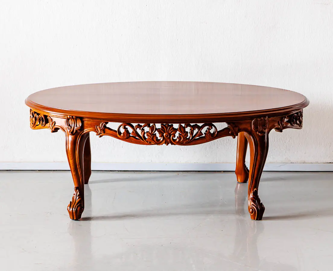 Antique Tables - British Colonial Teakwood Low Oval Table - The Past Perfect Collection - Singapore