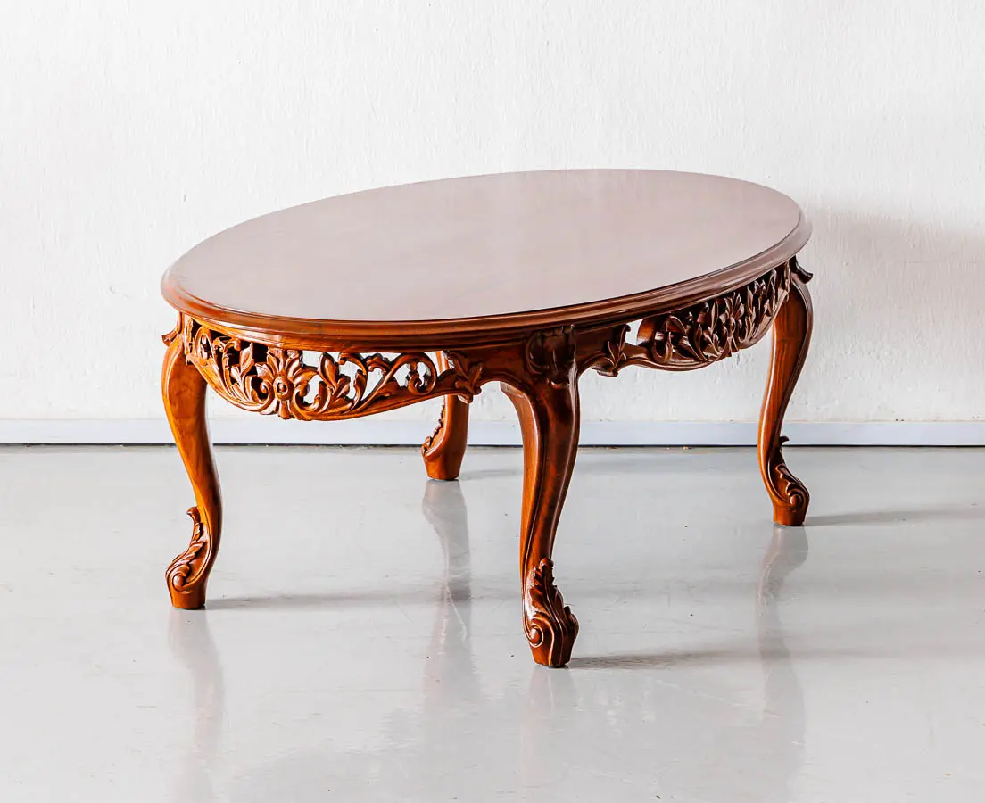 Antique Tables - British Colonial Teakwood Low Oval Table - The Past Perfect Collection - Singapore